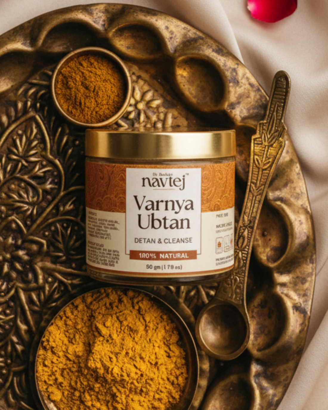 Navtej Varnya Ubtan being rinsed off