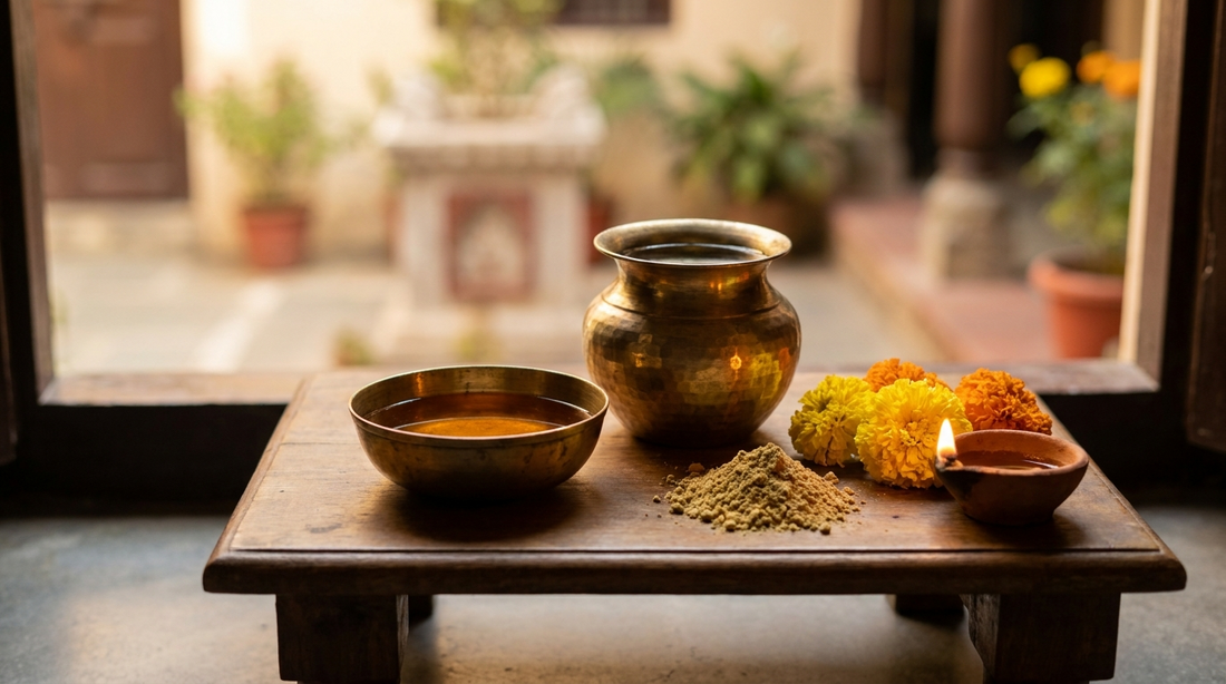 दिवाळीच्या पहाटे अभ्यंग स्नानासाठी कोमट तेल, उटणे आणि पणती