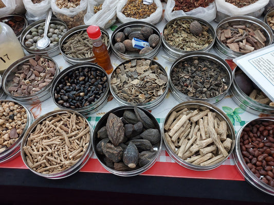 Ayurvedic medicine for acidity - assortment of cooling Ayurvedic herbs and spices