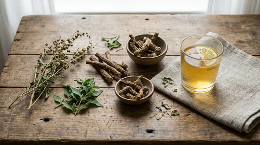 Ayurvedic liver-supporting herbs - bhumi amla, kalmegh, punarnava and kutki